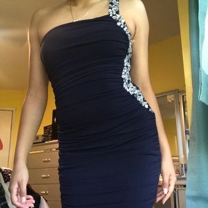 Cute asymmetrical one sleeved mini dress